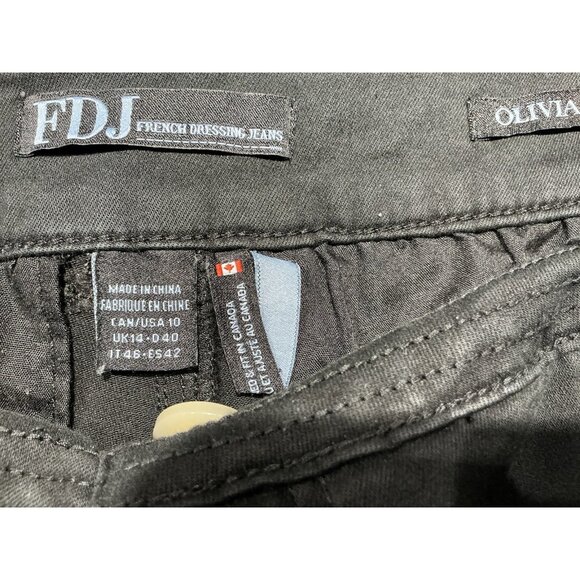 French Dressing Jeans Size 10 Olivia Wide Leg Black Half Seam - Picture 6 of 9